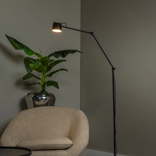 Lucide MILNE - Lampadaire - LED Dim. - 1x8W 2700K - Noir - ambiance 1